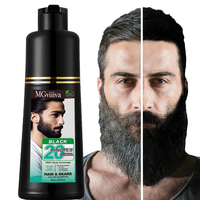 Men's 3-in-1 Black Beard & Hair Dye Shampoo,Instant Grey Darkening Beard Color Shampoo in 20 Minutes,Simpler Gray Reducing Mu...