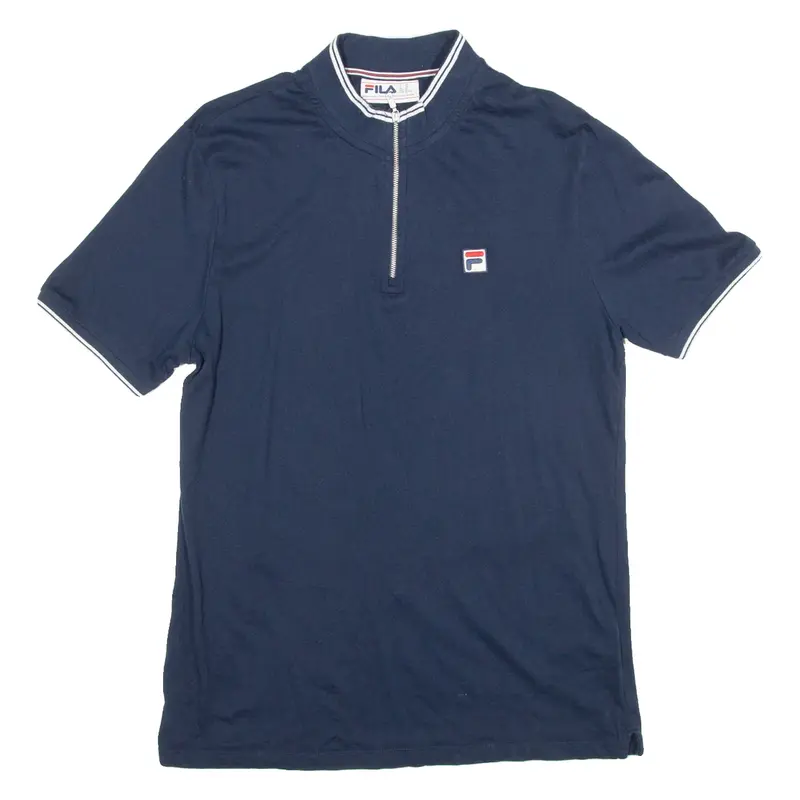 FILA Mens T-Shirt Blue 1/4 Zip XL