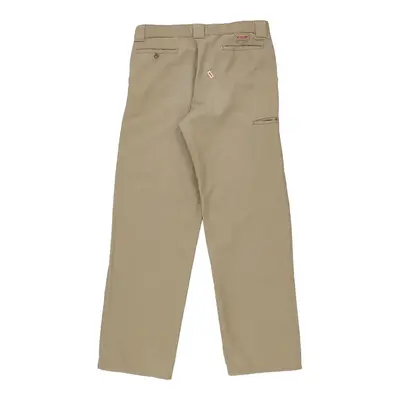 Dickies Double Knee Trousers - 30W UK 10 Beige Polyester Blend