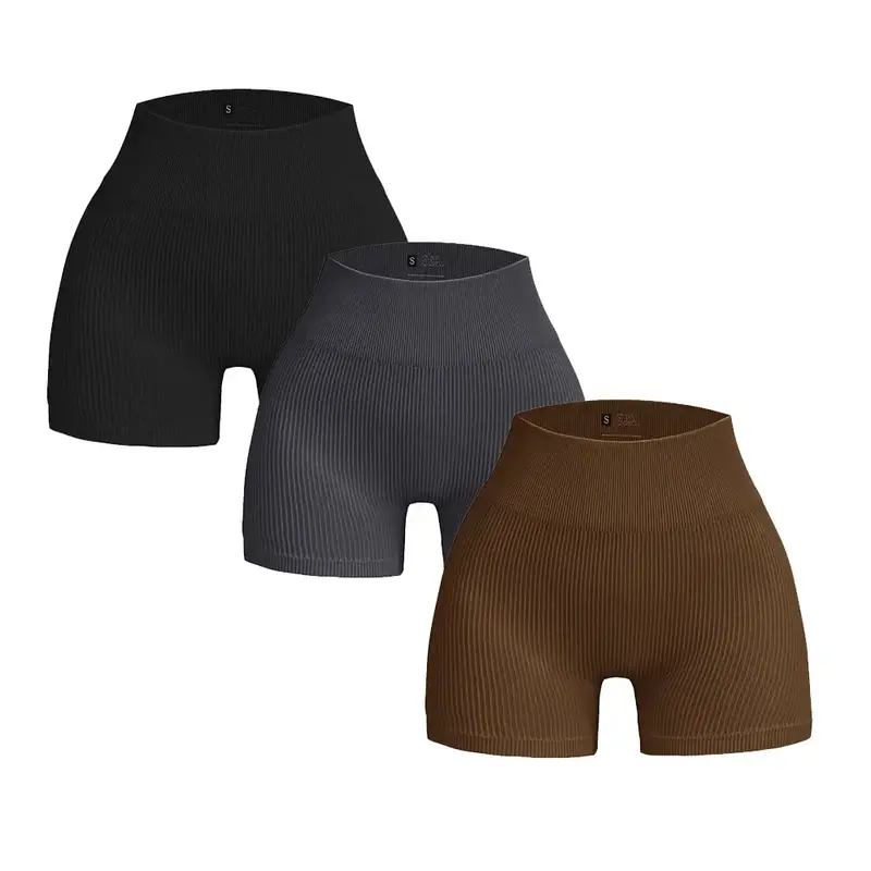 Women's Solid High Waist Sports Treadmill Shorts, Women Comfy Breathable Seamless Skinny Biker Shorts for Treadmill Gym Cycli...