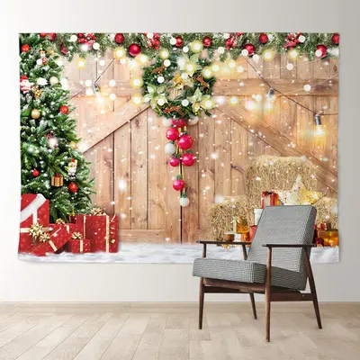 Aperturee Glitter Snowy Merry Christmas Night Holiday Backdrop