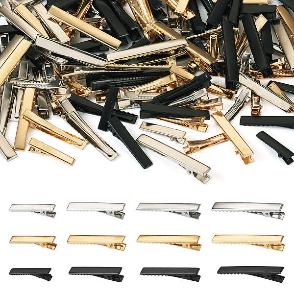 120Pcs 12 Style Iron Alligator Hair Clips Findings
