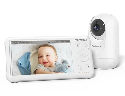 Momcozy Baby Monitor with 2 Cameras 5’ 1080P Split Screen Video Baby Monitor with Camera and Audio no WiFi for Baby Safety ...
