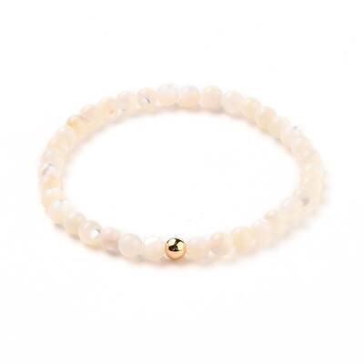 Natural White Shell Mother of Pearl Shell Stretch Beaded Bracelets