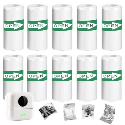 Thermal Sticker Paper for Pocket Inkless Printer, 3/10/15 Rolls Self-adhesive Printing Machine Paper, Portable Mini Printer P...
