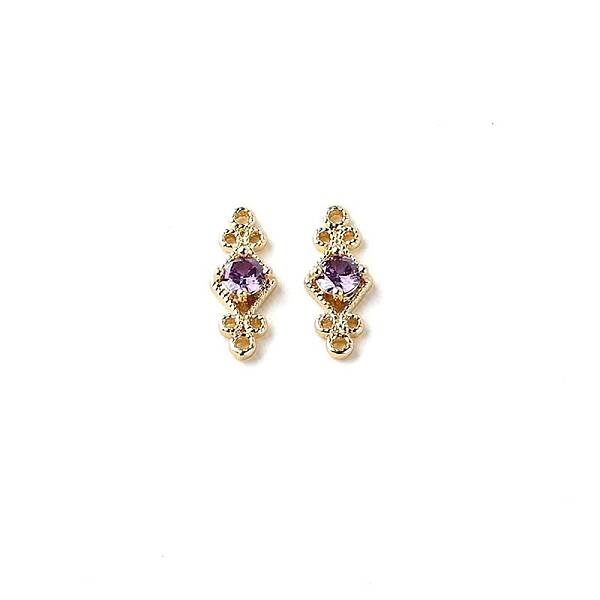 Brass Pave Cubic Zirconia Connector Charms