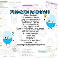 PTCB Math Flashcards - 30 Flashcards with 4x6 Inches, Clear Case for Easy Storage & Organization, Quick References Included
