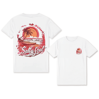 Women's 180g Dual-Sided Graphic T-Shirt - Casual Short Sleeve Round Neck Tee with Beach Sunset & Palm Tree Print, Machine Was...