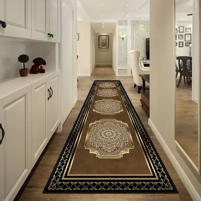 Geometric Pattern Hallway Runner Rug, 1 Count Modern Non-slip Soft Floor Mat, Decorative Carpet for Home Living Room Bedroom ...