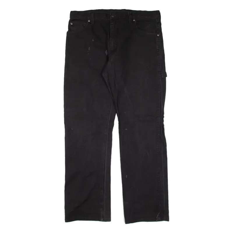 DICKIES Carpenter Workwear Mens Trousers Black Regular Straight W35 L30