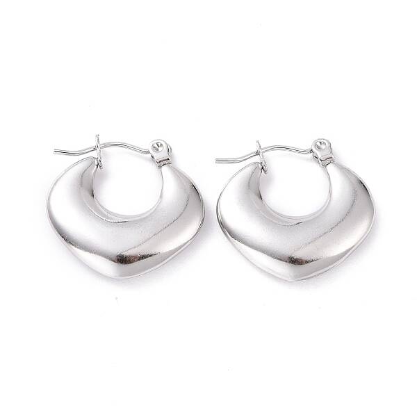 Non-Tarnish 304 Stainless Steel Chunky Rhombus Hoop Earrings for Women