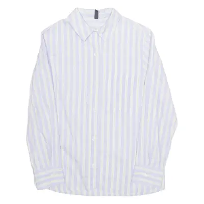 DIVIDED H&M Womens Printed Shirt Purple Collared Long Sleeve Striped XXS