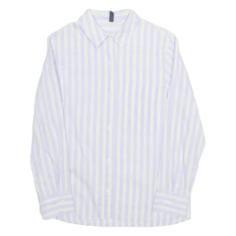 DIVIDED H&M Womens Printed Shirt Purple Collared Long Sleeve Striped XXS