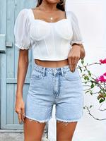 Women's Denim Shorts, Fashion Casual Shorts for Daily Outdoor Wear, Ladies Bottoms for Summer, Womenswear