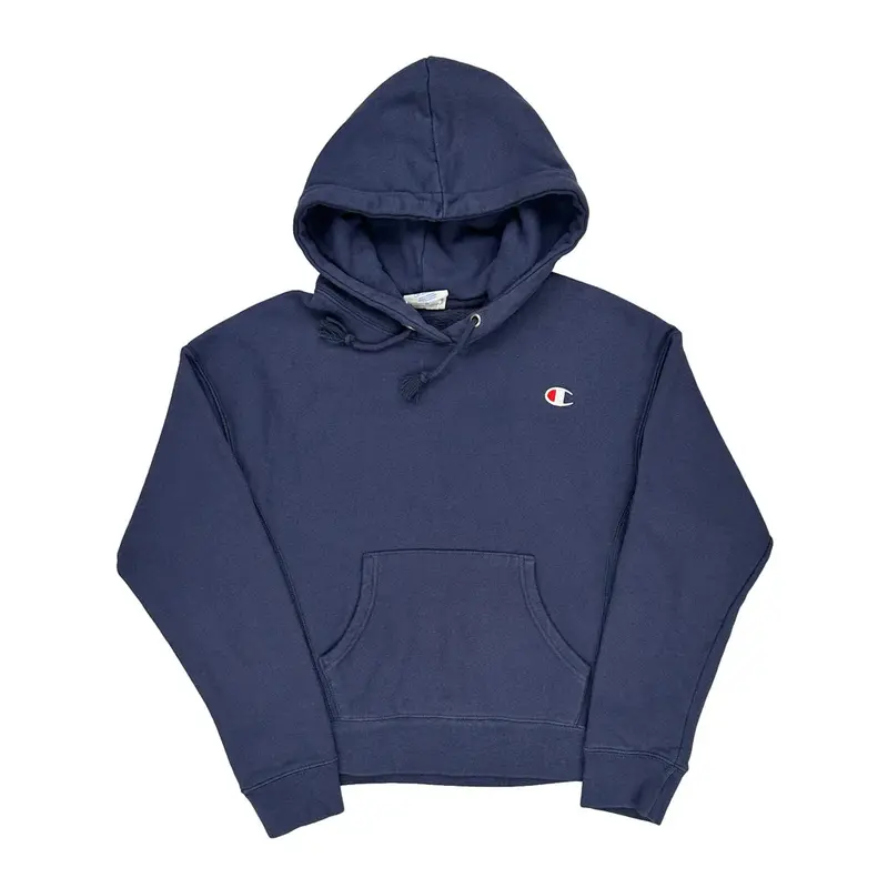 Reverse Weave Champion Hoodie - Small Blue Cotton Blend | Size: small
