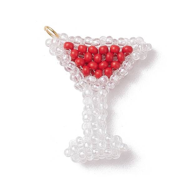 Glass Seed Beaded Wine Glass Pendants