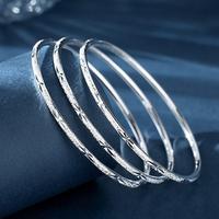 Sterling Silver Bangle Bracelets for Women, Fashion Jewelry Simple Adjustable 925 Silver Cuff Bangles for Women Mom Wife Vale...