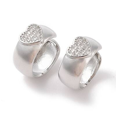 Brass Micro Pave Clear Cubic Zirconia Cuff Earrings for Women