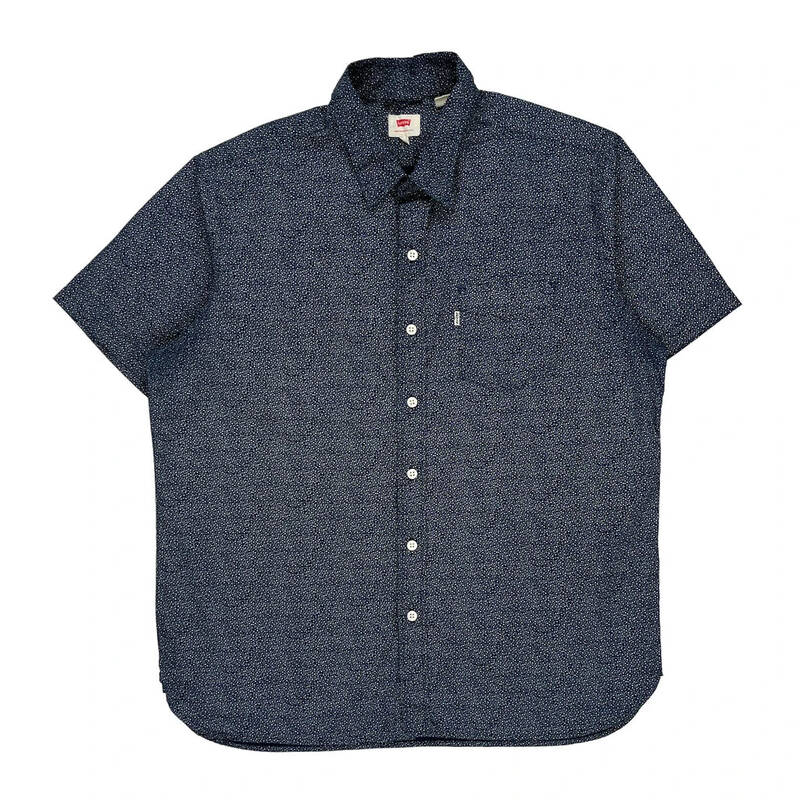 Levis Graphic Short Sleeve Shirt - Large Blue Cotton