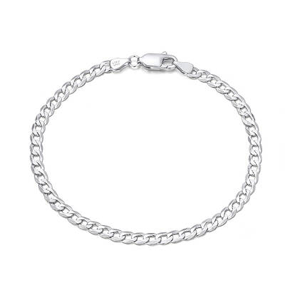 Rhodium Plated 925 Sterling Silver Curb Chain Bracelets