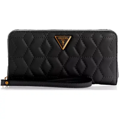 Guess, Elenia, Fabric Wallet, SLG Large with Zipper, Black, for Women