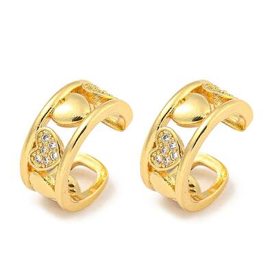 Brass Micro Pave Cubic Zirconia Cuff Earrings