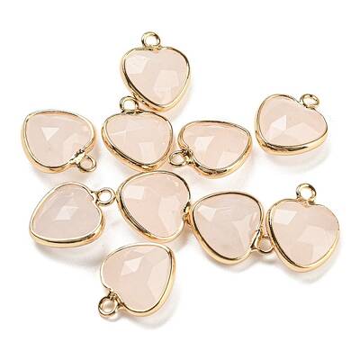 Natural Rose Quartz Faceted Heart Charms