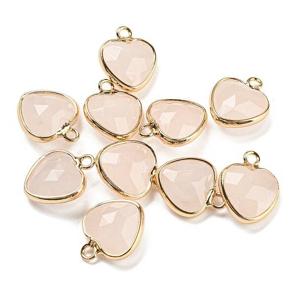 Natural Rose Quartz Faceted Heart Charms