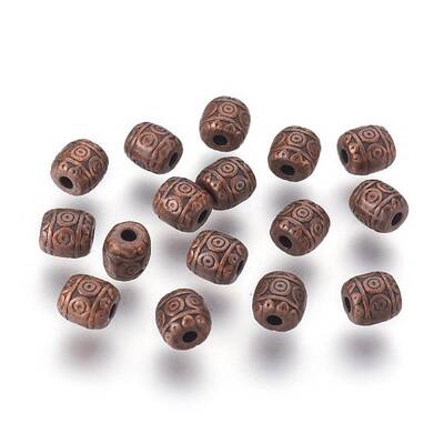 Tibetan Style Alloy Barrel Beads