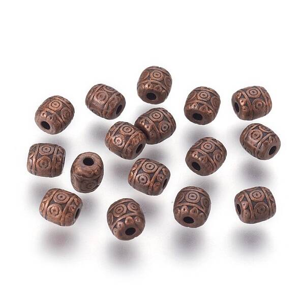 Tibetan Style Alloy Barrel Beads
