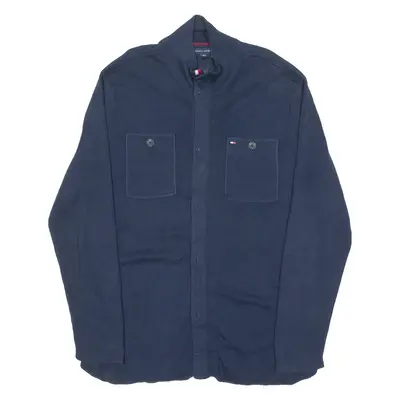 TOMMY HILFIGER Mens Jumper Blue High Neck Tight Knit XL