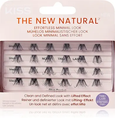 KISS The New Natural Effortless Minimal Look False Eyelashes Single Tuft Knotless Trio 02 24 Pieces