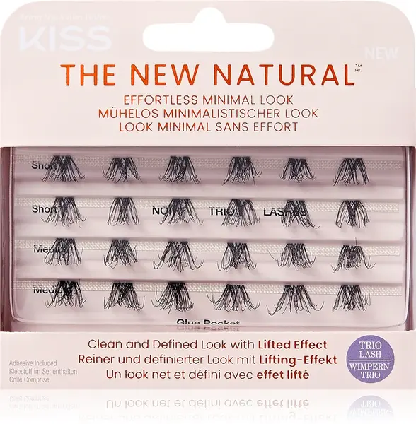 KISS The New Natural Effortless Minimal Look False Eyelashes Single Tuft Knotless Trio 02 24 Pieces