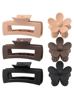 Casual Frosted Geometric Hollow Large Hair Claws, Sweet and Cute Flower Design Hair Claws, Daily Casual Versatile Hair Access...