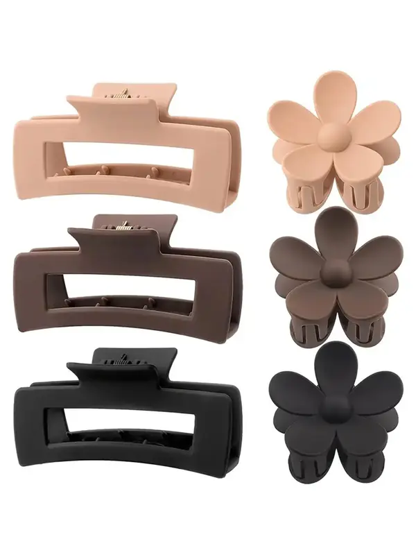 Casual Frosted Geometric Hollow Large Hair Claws, Sweet and Cute Flower Design Hair Claws, Daily Casual Versatile Hair Access...