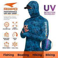 RIIIPO UPF 100+ Sun Protection Hoodie Shirts with UV Detection, Men Raglan Long Sleeve Lightweight Quick Dry Breathable Cooli...