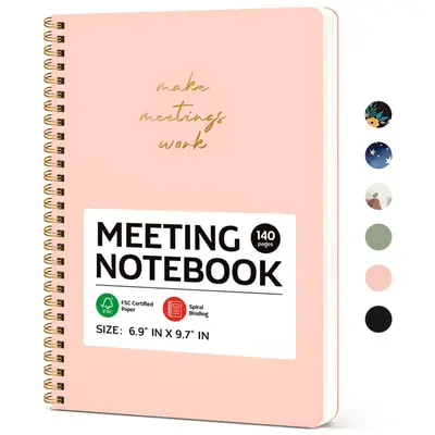 Meeting Notebook for Work Organization - Work notebook with action items, Meeting Minutes Planner Notebook, Perfect Office Su...