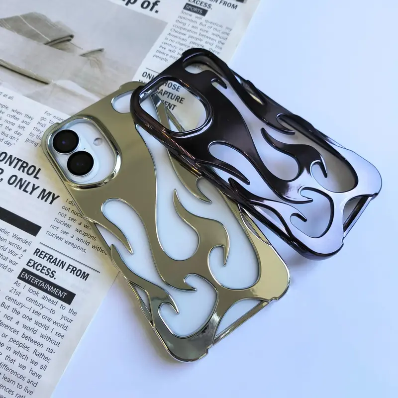 Future Technology Sense Phone Case, 1 Count Simulated Flame Shape Design Hollow Heat Dissipation Phone Case for iPhone 16 11/...