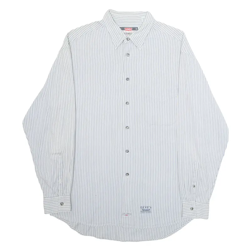 LEVI'S Mens Shirt Grey Pinstripe Long Sleeve M
