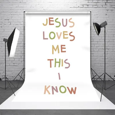 Aperturee Jesus Loves Me This I Konw Positive Slogan Backdrop - Aperturee