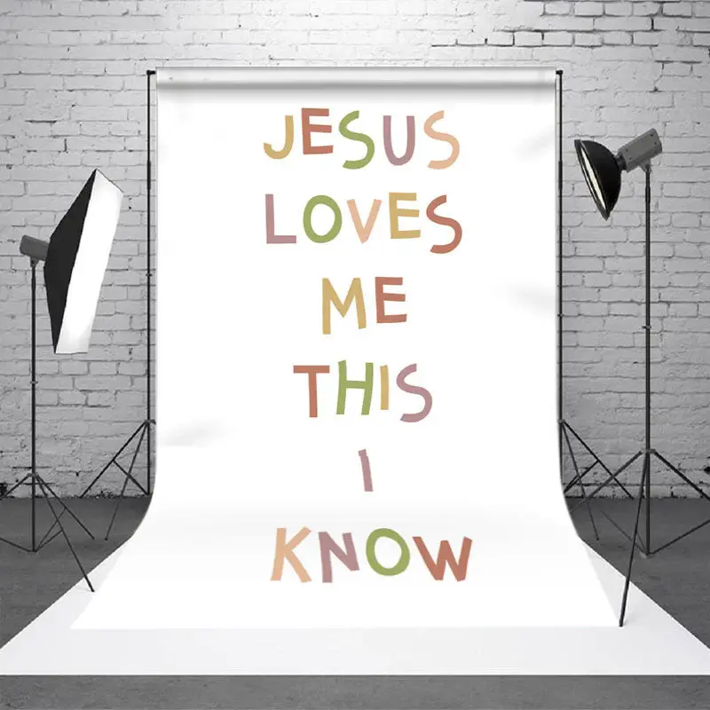 Aperturee Jesus Loves Me This I Konw Positive Slogan Backdrop - Aperturee