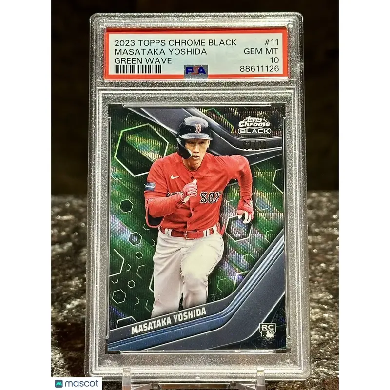 Masataka Yoshida PSA 2023 Topps Chrome Black RC Green Wave #/99 10 GEM Red Sox