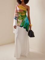 Women's Floral Print Asymmetrical Design Dress, Elegant Long Dress for Party Holiday Wedding Guest, Ladies Summer Clothes, Fo...