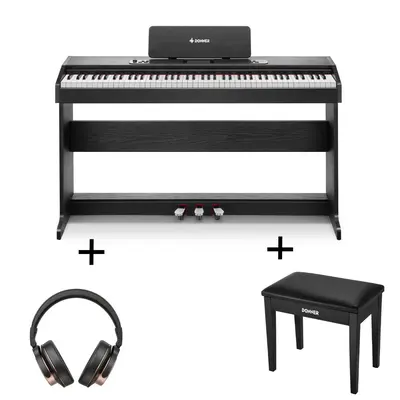 Donner DDP-95 Weighted Upright Digital Piano - Black / Piano+Bench+Headphones