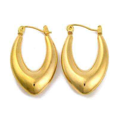 Ltter V Ion Plating(IP) 304 Stainless Steel Hoop Earring