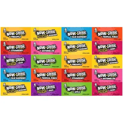 Now and Later Chewy Fruit Candy Variety Pack of 20 (120 Pieces) Sweet Snack Candies
