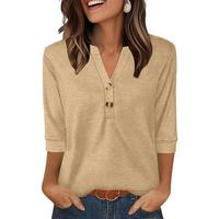 WIHOLL Womens Tops 3/4 Sleeve Heley Shirts for Women Summer Fashion 2025 Blouses Beach Vacation Clothes