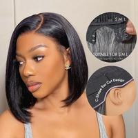 [LIVE]Ready to Go Blunt Cut Bob Closure Short HD Lace Glueless Wig 100% Human Hair Wear Go
