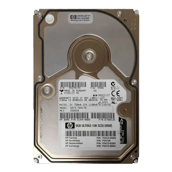 P2472-63001 HP 9.1GB Ultra-160 SCSI 10000 3.5-inch Hard Drive