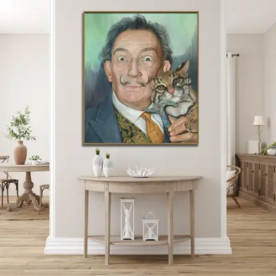 Abstract Salvador Dali and Ocelot Paintings from Photo Pet Wall Art for Home Decor | PAINTING FROM PHOTO #70